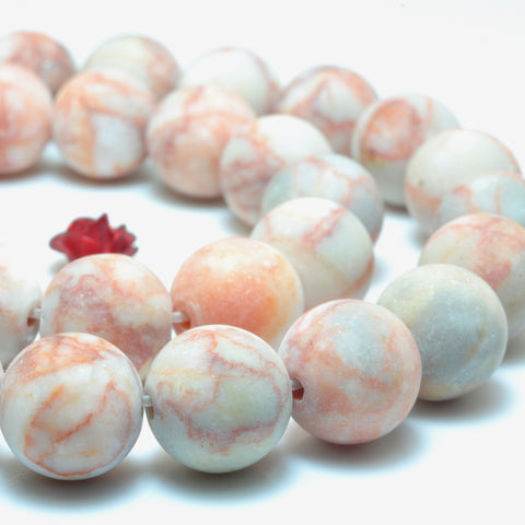 Natural Red Spider Web bandedJasper matte round beads wholesale marble gemstone for jewelry making
