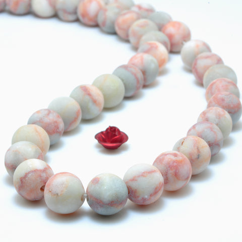 Natural Red Spider Web bandedJasper matte round beads wholesale marble gemstone for jewelry making