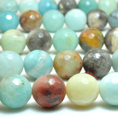 YesBeads Natural Amazonite multicolor faceted round beads wholesale gemstone jewelry making
