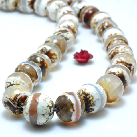 YesBeads Tibetan Agate OneLine Dzi agate faceted round beads wholesale gemstone jewelry making