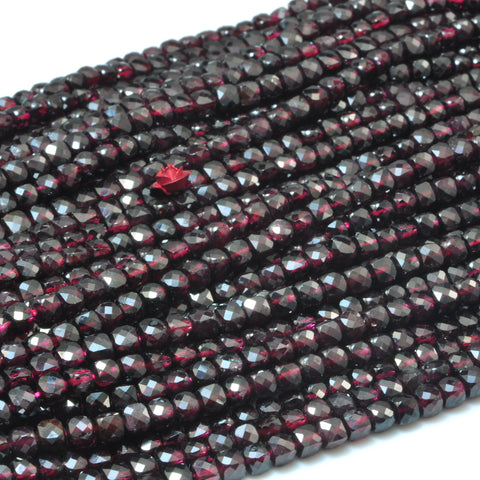 YesBeads Natural Red Garnet faceted cube loose beads wholesale gemstones jewelry 15"