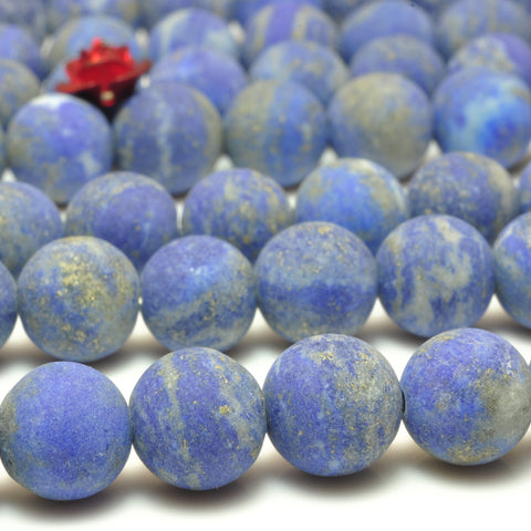 YesBeads natural blue Lapis Lazuli matte loose round beads wholesale gemstone jewelry making 15''