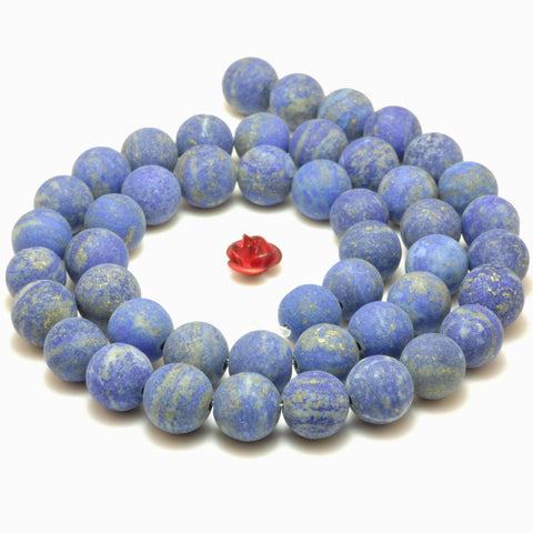 YesBeads natural blue Lapis Lazuli matte loose round beads wholesale gemstone jewelry making 15''