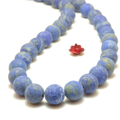 YesBeads natural blue Lapis Lazuli matte loose round beads wholesale gemstone jewelry making 15''