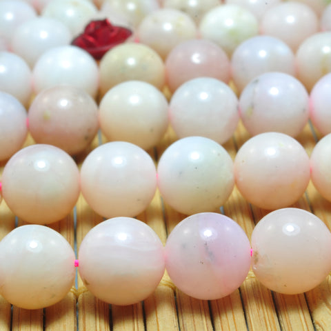 YesBeads Natural Pink Opal smooth round loose beads wholesale gemstone jewelry 15"