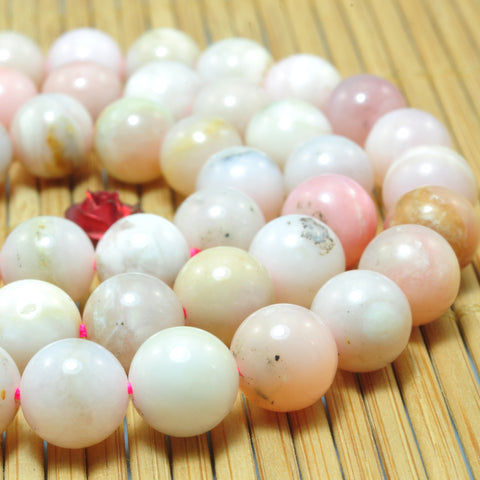 YesBeads Natural Pink Opal smooth round loose beads wholesale gemstone jewelry 15"