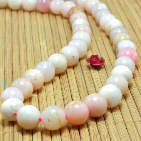 YesBeads Natural Pink Opal smooth round loose beads wholesale gemstone jewelry 15"