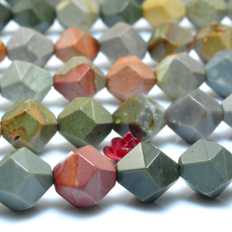 YesBeads Natural Polychrome Jasper stone star cut faceted nugget beads wholesale gemstone jewelry