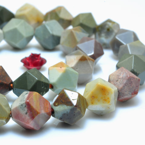YesBeads Natural Polychrome Jasper stone star cut faceted nugget beads wholesale gemstone jewelry