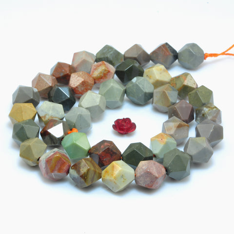 YesBeads Natural Polychrome Jasper stone star cut faceted nugget beads wholesale gemstone jewelry