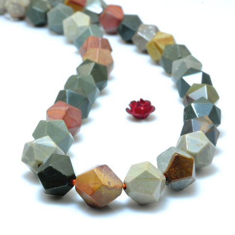 YesBeads Natural Polychrome Jasper stone star cut faceted nugget beads wholesale gemstone jewelry