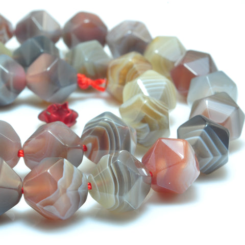 YesBeads Natural Brown Botswana Agate faceted star cut loose nugget beads wholesale gemstone jewelry