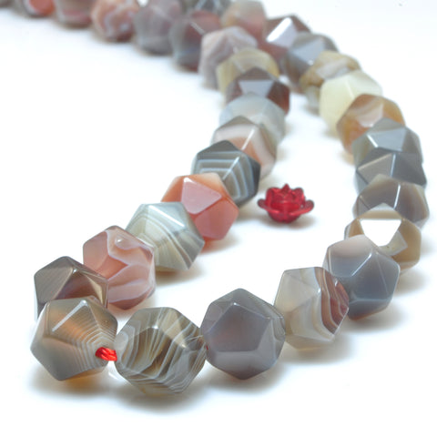 YesBeads Natural Brown Botswana Agate faceted star cut loose nugget beads wholesale gemstone jewelry