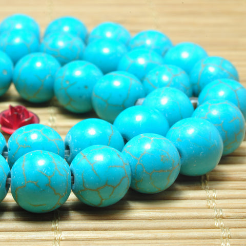 YesBeads Chinese Green Turquoise smooth round loose beads wholesale gemstone jewelry