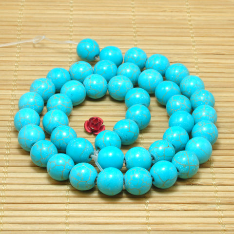 YesBeads Chinese Green Turquoise smooth round loose beads wholesale gemstone jewelry