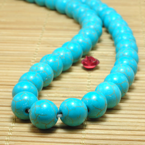YesBeads Chinese Green Turquoise smooth round loose beads wholesale gemstone jewelry