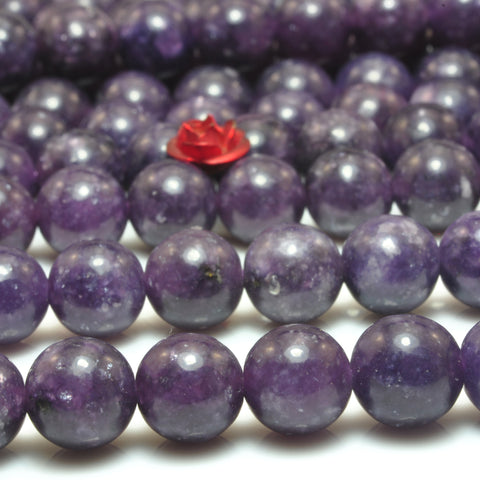 Natural Purple Lepidolite smooth round beads gemstone wholesale jewelry making bracelet necklace diy