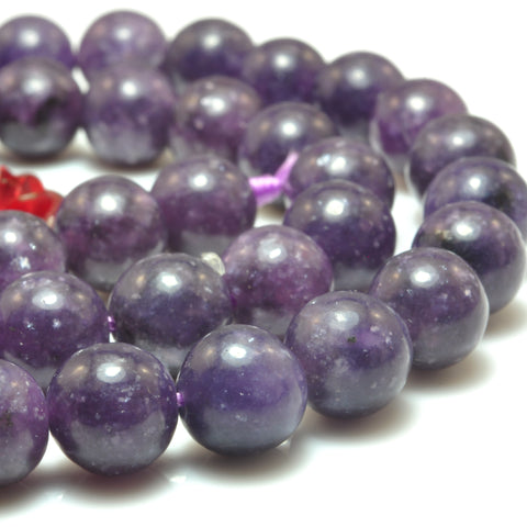 Natural Purple Lepidolite smooth round beads gemstone wholesale jewelry making bracelet necklace diy