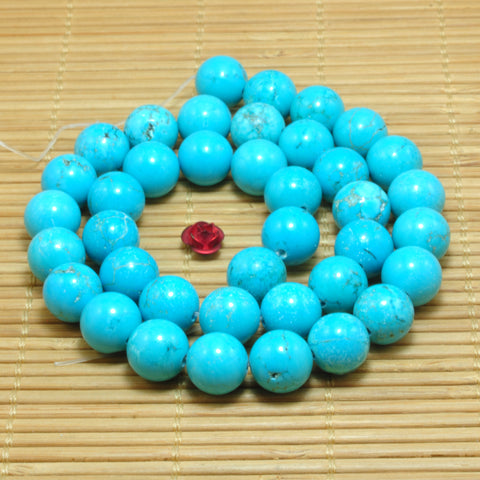 YesBeads Green Turquoise smooth round loose beads wholesale gemstone jewelry making 15"