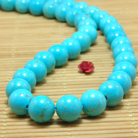 YesBeads Green Turquoise smooth round loose beads wholesale gemstone jewelry making 15"