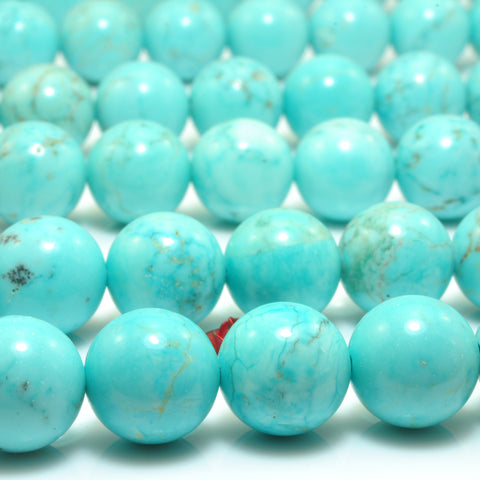 Blue Turquoise smooth round loose beads wholesale gemstone jewelry making bracelet necklace diy