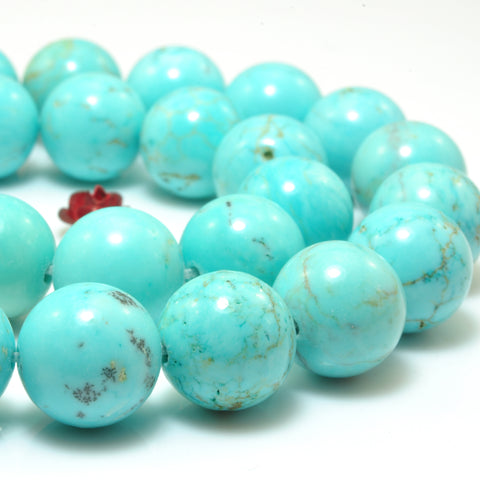 Blue Turquoise smooth round loose beads wholesale gemstone jewelry making bracelet necklace diy