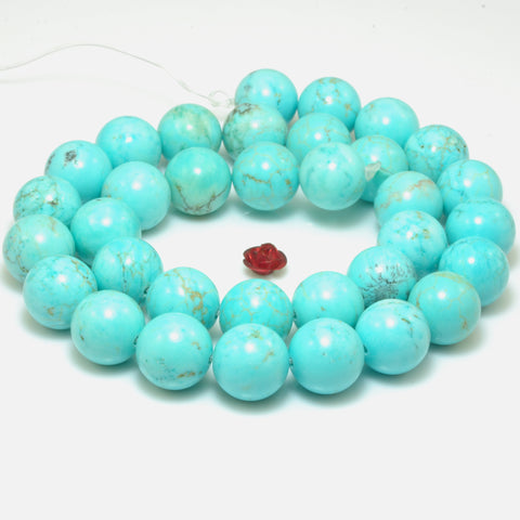 Blue Turquoise smooth round loose beads wholesale gemstone jewelry making bracelet necklace diy