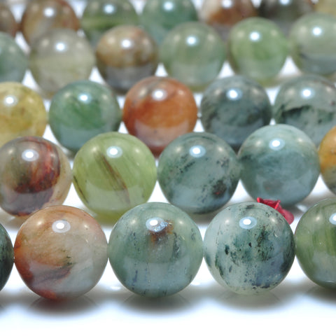 YesBeads Natural Grass Line Quartz smooth round loose beads wholesale gemstone jewelry 15"