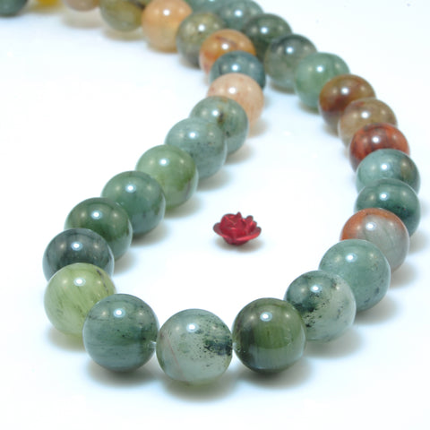 YesBeads Natural Grass Line Quartz smooth round loose beads wholesale gemstone jewelry 15"