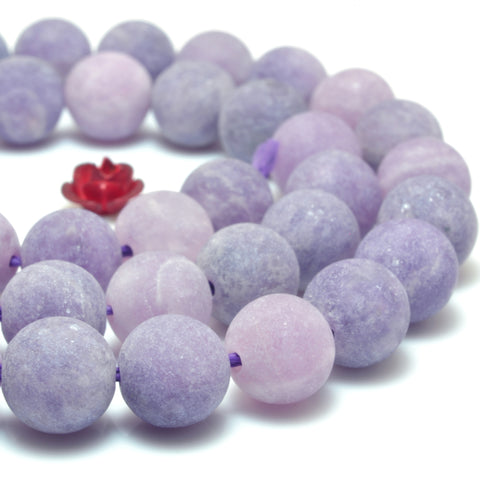 Natural Lilac Purple Quartz stone matte round loose beads wholesale gemstone jewelry making 15"