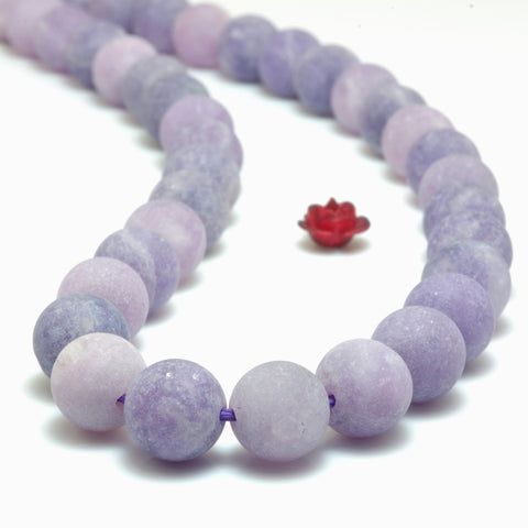 Natural Lilac Purple Quartz stone matte round loose beads wholesale gemstone jewelry making 15"