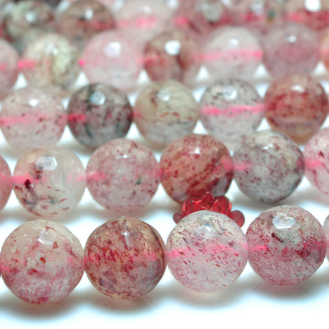 Natural Strawberry Quartz Lepidocrocite faceted round loose beads wholesale gemstone jewelry bracelet necklace diy