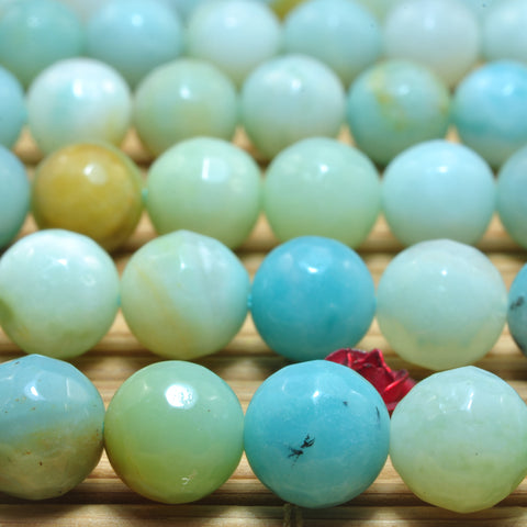 Natural Amazonite multicolor stone faceted round loose beads wholesale gemstone jewelry
