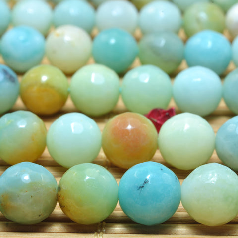 Natural Amazonite multicolor stone faceted round loose beads wholesale gemstone jewelry