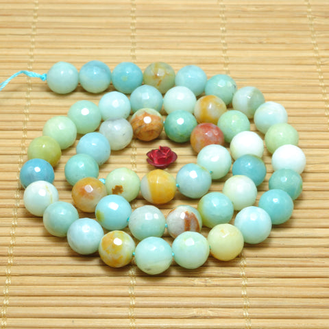 Natural Amazonite multicolor stone faceted round loose beads wholesale gemstone jewelry