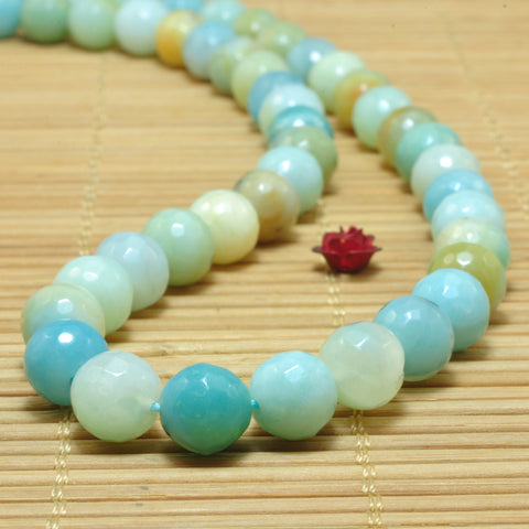 Natural Amazonite multicolor stone faceted round loose beads wholesale gemstone jewelry