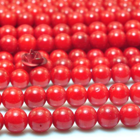 YesBeads Red Coral smooth round loose beads wholesale gemstone jewelry making