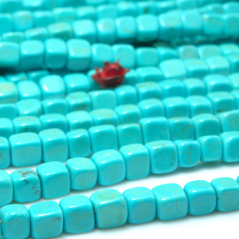 YesBeads Blue Turquoise smooth cube loose beads wholesale gemstone wholesale jewelry 15"