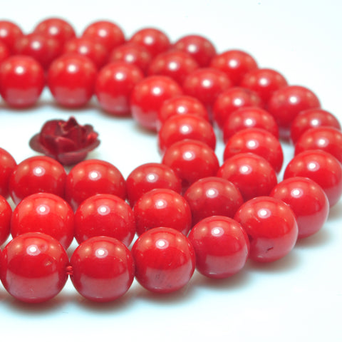 YesBeads Red Coral smooth round loose beads wholesale gemstone jewelry making