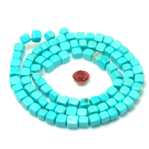 YesBeads Blue Turquoise smooth cube loose beads wholesale gemstone wholesale jewelry 15"