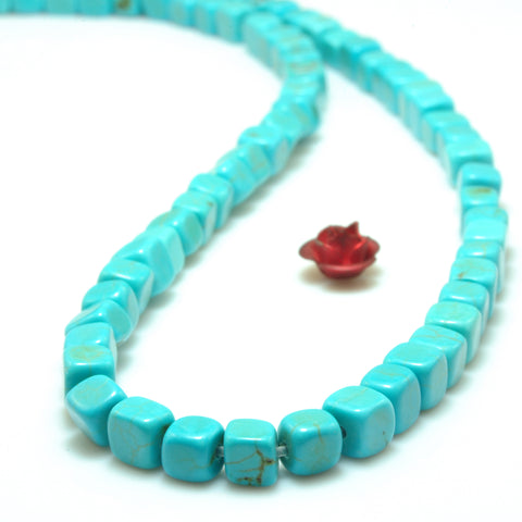 YesBeads Blue Turquoise smooth cube loose beads wholesale gemstone wholesale jewelry 15"