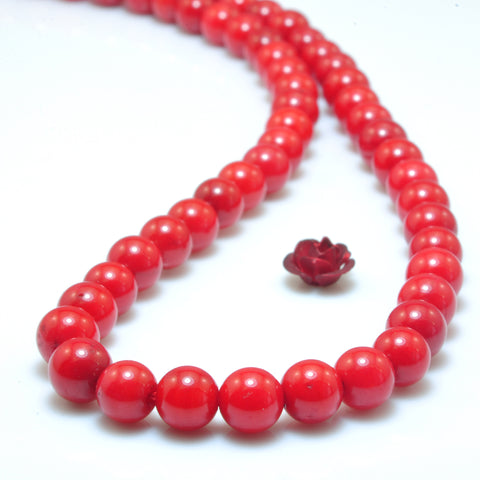 YesBeads Red Coral smooth round loose beads wholesale gemstone jewelry making