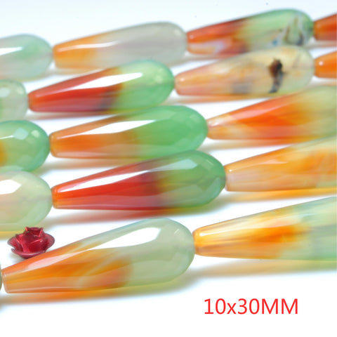 Rainbow Peacock Agate faceted teardrop loose beads green red wholesale gemstone jewelry making
