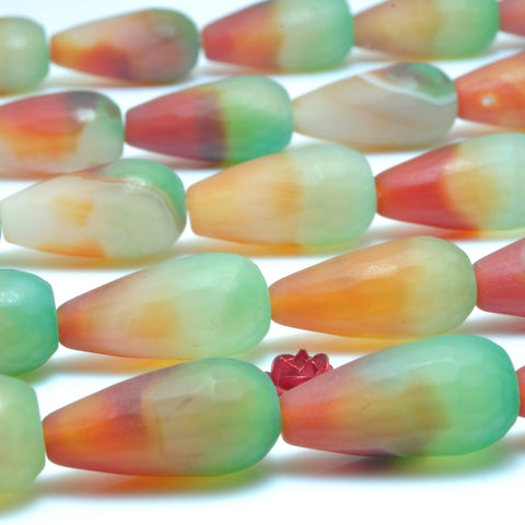 YesBeads Rainbow Agate matte and faceted teardrop beads wholesale gemstone jewelry making