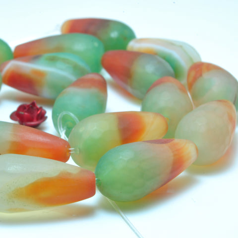 YesBeads Rainbow Agate matte and faceted teardrop beads wholesale gemstone jewelry making