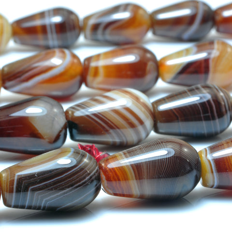 YesBeads Natural Brown Banded Agate smooth teardrop beads wholesale gemstone jewelry making