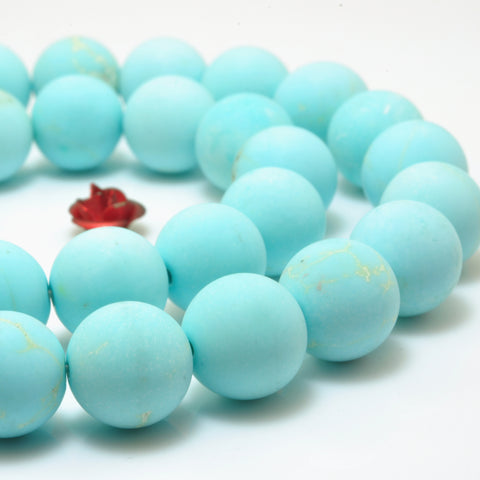 YesBeads Blue Turquoise matte round loose beads wholesale gemstone jewelry making