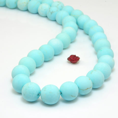 YesBeads Blue Turquoise matte round loose beads wholesale gemstone jewelry making