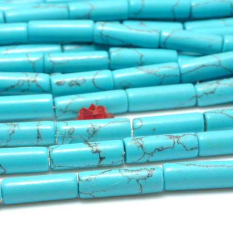 YesBeads Chinese Blue Turquoise smooth tube looose beads wholesale gemstone jewelry 4X13mm