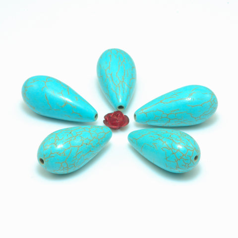 Chinese Green Turquoise smooth teardrop beads wholesale gemstone jewelry 15"